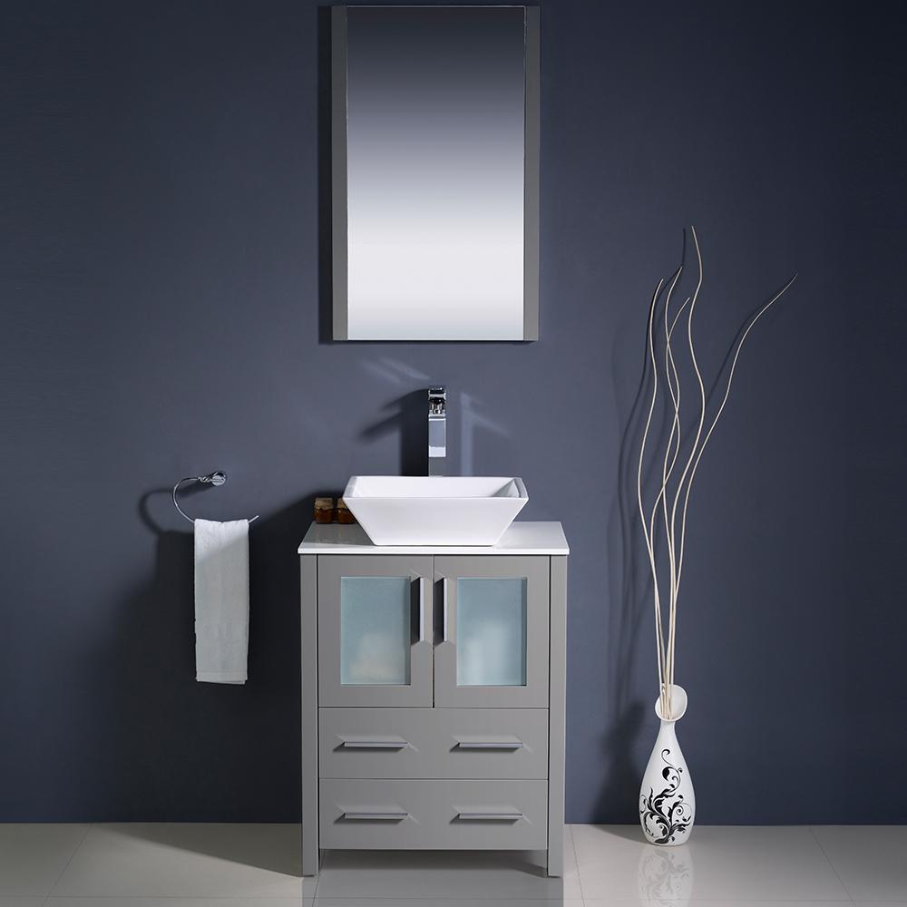 Fresca Torino 24" Gray Modern Bathroom Vanity w/ Vessel Sink Vanity Fresca 