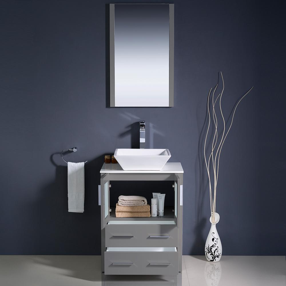 Fresca Torino 24" Gray Modern Bathroom Vanity w/ Vessel Sink Vanity Fresca 