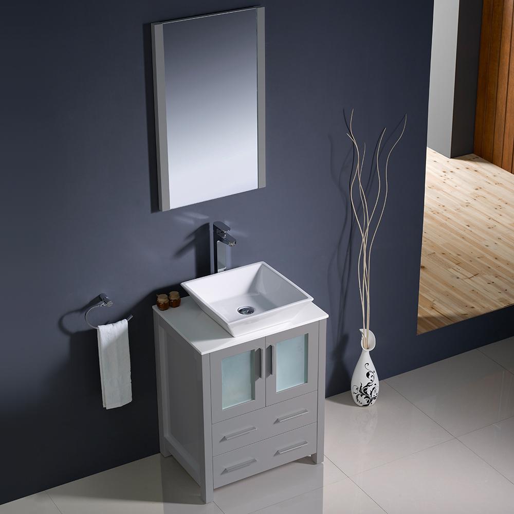 Fresca Torino 24" Gray Modern Bathroom Vanity w/ Vessel Sink Vanity Fresca 