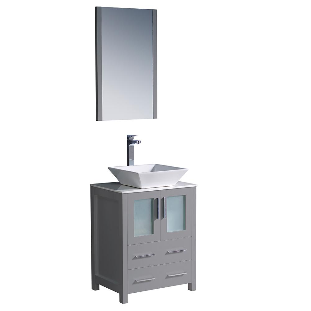 Fresca Torino 24" Gray Modern Bathroom Vanity w/ Vessel Sink Vanity Fresca 
