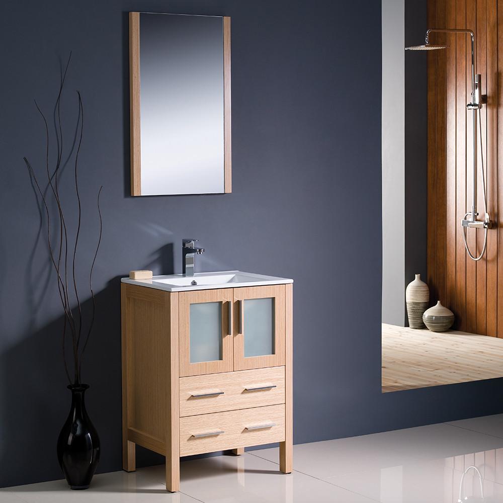 Fresca Torino 24" Light Oak Modern Bathroom Vanity w/ Integrated Sink Vanity Fresca 