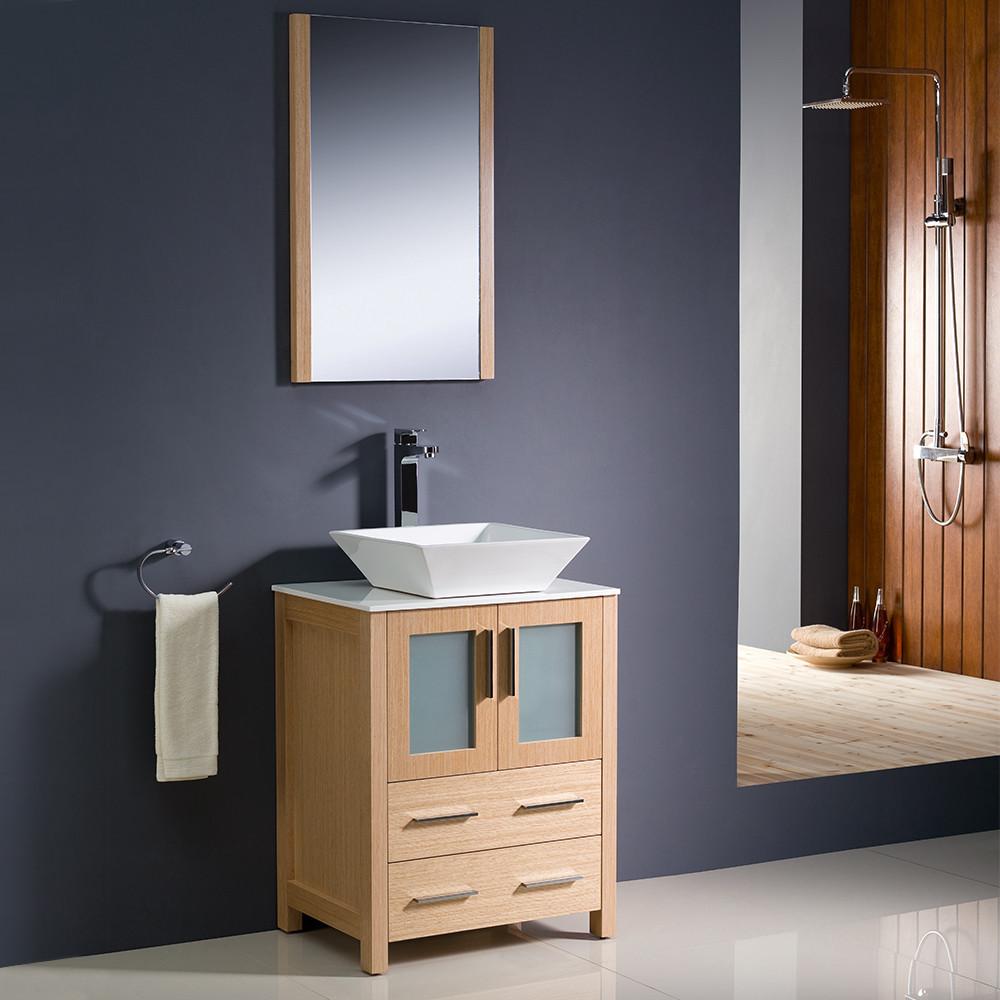 Fresca Torino 24" Light Oak Modern Bathroom Vanity w/ Vessel Sink Vanity Fresca 