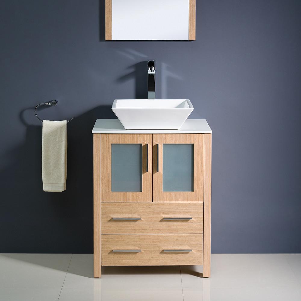 Fresca Torino 24" Light Oak Modern Bathroom Vanity w/ Vessel Sink Vanity Fresca 