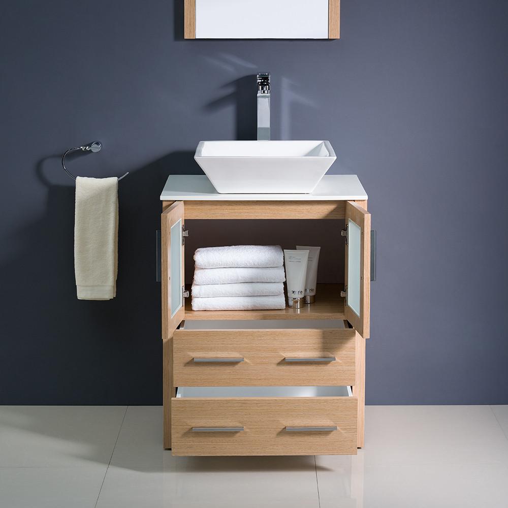 Fresca Torino 24" Light Oak Modern Bathroom Vanity w/ Vessel Sink Vanity Fresca 