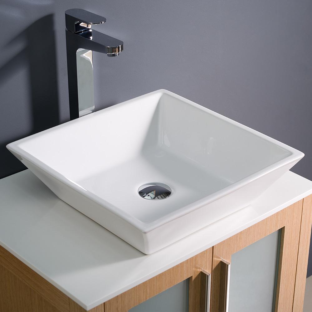 Fresca Torino 24" Light Oak Modern Bathroom Vanity w/ Vessel Sink Vanity Fresca 