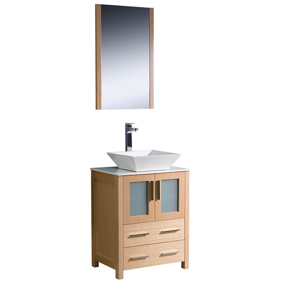 Fresca Torino 24" Light Oak Modern Bathroom Vanity w/ Vessel Sink Vanity Fresca 
