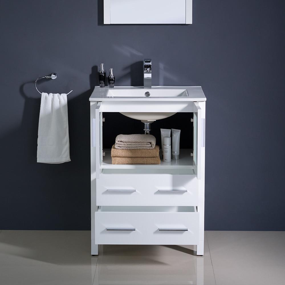 Fresca Torino 24" White Modern Bathroom Vanity w/ Integrated Sink Vanity Fresca 