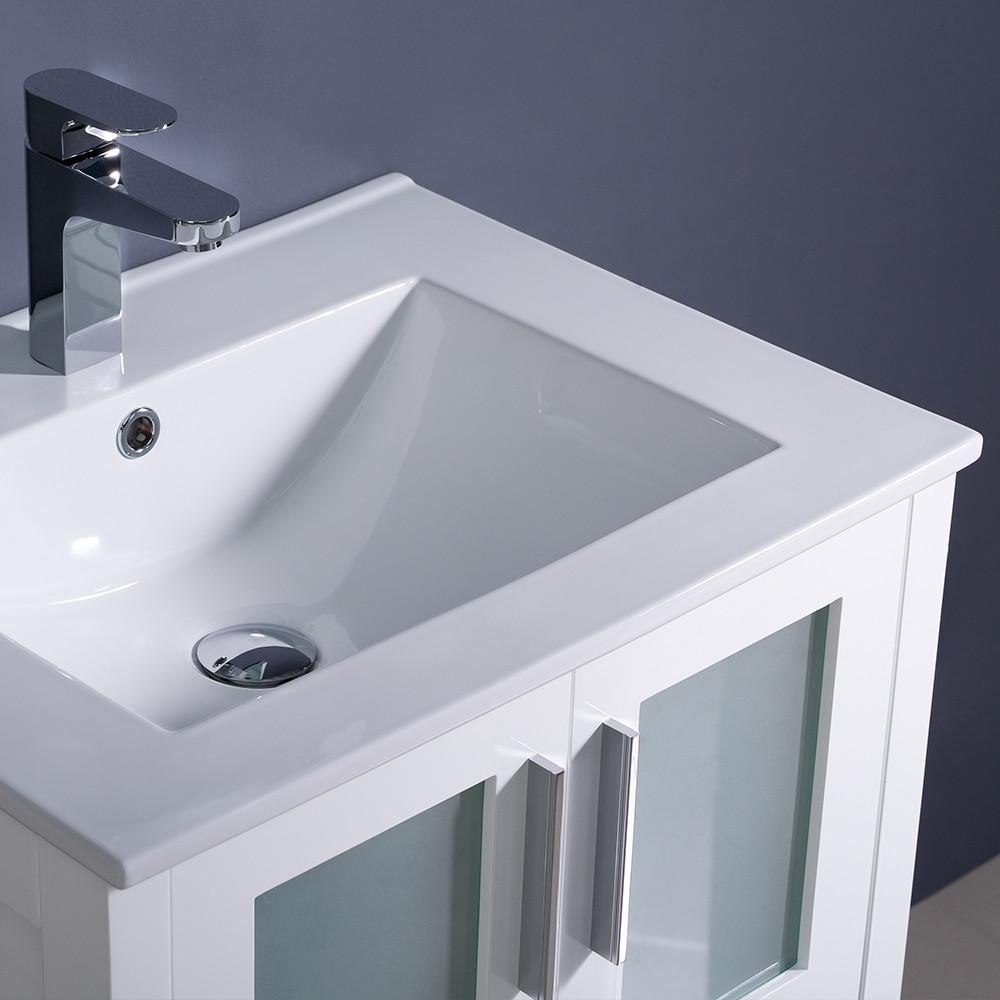Fresca Torino 24" White Modern Bathroom Vanity w/ Integrated Sink Vanity Fresca 