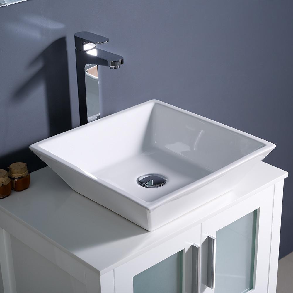 Fresca Torino 24" White Modern Bathroom Vanity w/ Vessel Sink Vanity Fresca 