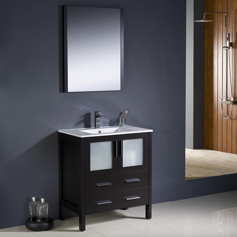 Fresca Torino 30" Espresso Modern Bathroom Vanity w/ Integrated Sink Vanity Fresca 