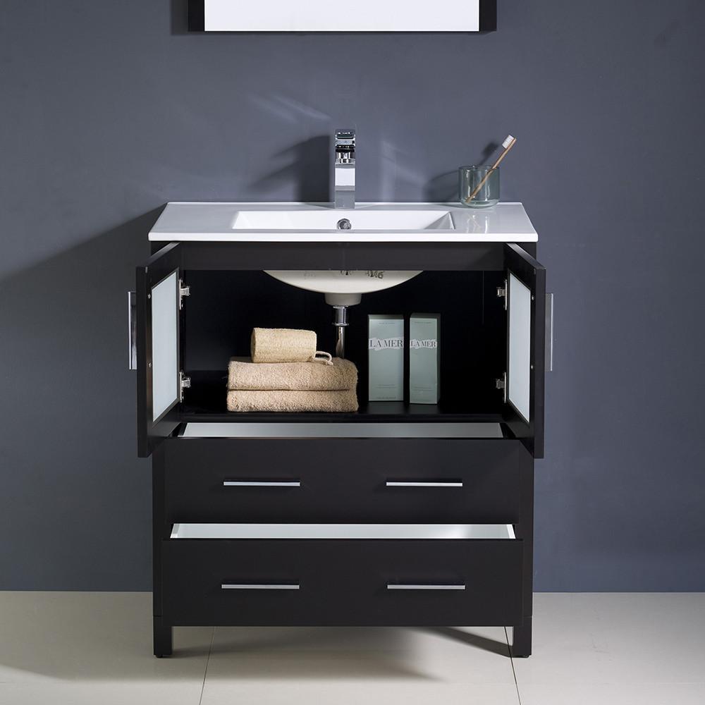 Fresca Torino 30" Espresso Modern Bathroom Vanity w/ Integrated Sink Vanity Fresca 