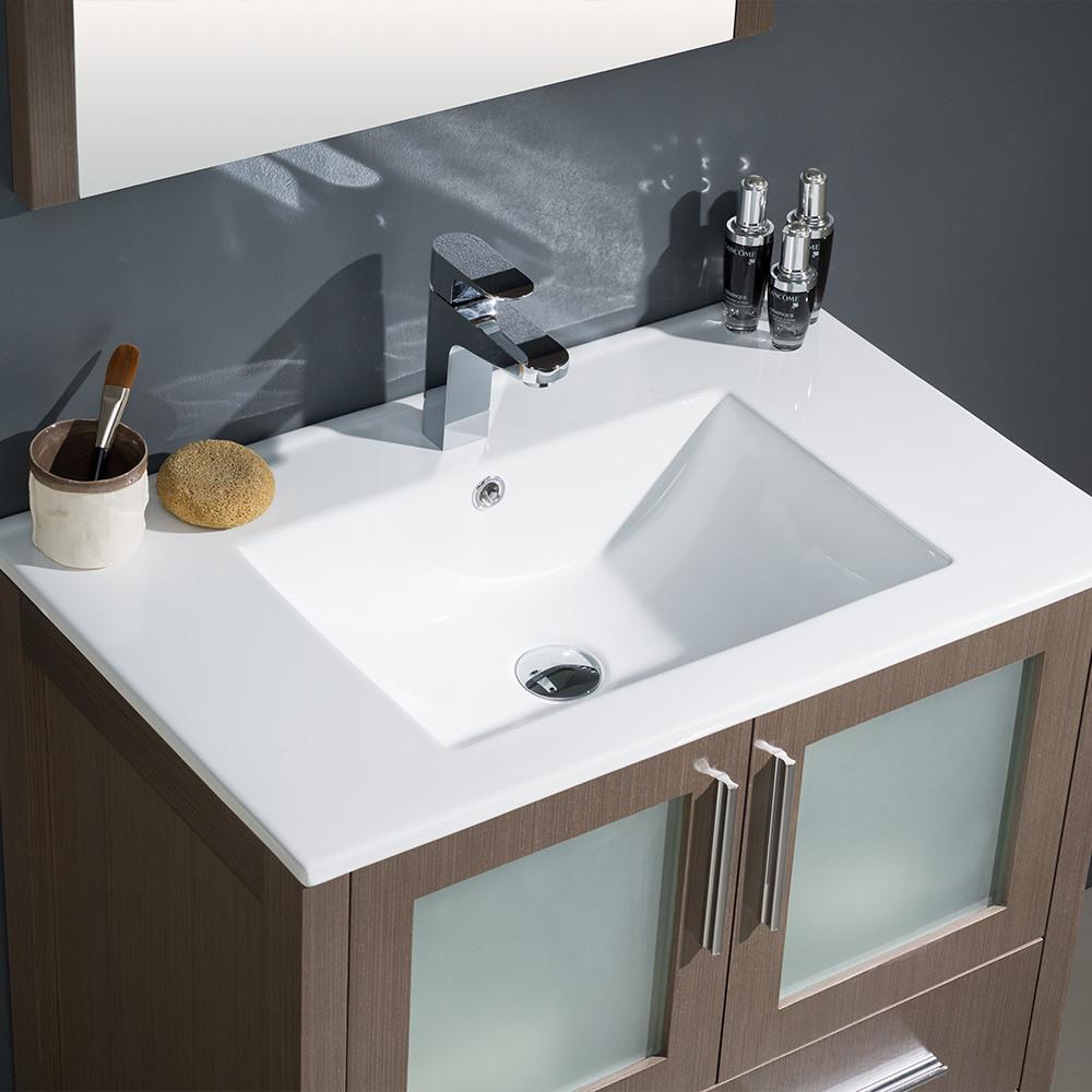 Fresca Torino 30" Gray Oak Modern Bathroom Vanity w/ Integrated Sink Vanity Fresca 