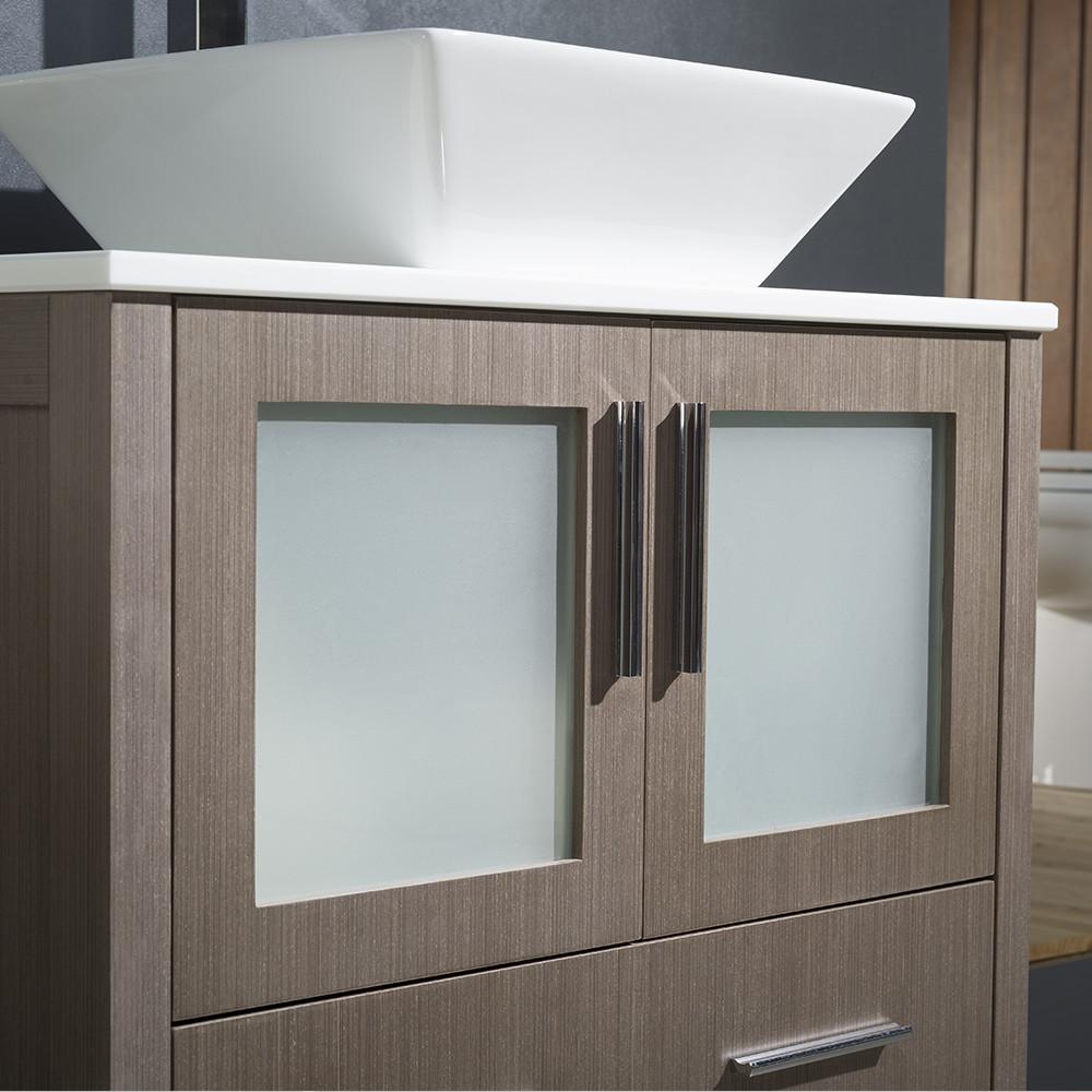 Fresca Torino 30" Gray Oak Modern Bathroom Vanity w/ Vessel Sink Vanity Fresca 