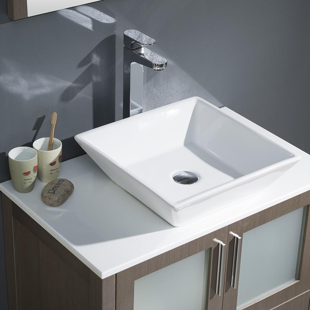 Fresca Torino 30" Gray Oak Modern Bathroom Vanity w/ Vessel Sink Vanity Fresca 