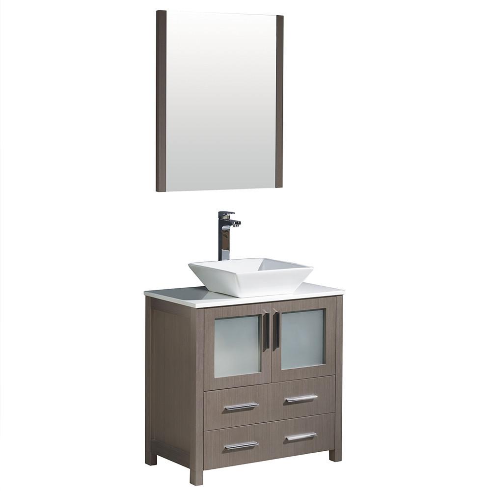 Fresca Torino 30" Gray Oak Modern Bathroom Vanity w/ Vessel Sink Vanity Fresca 