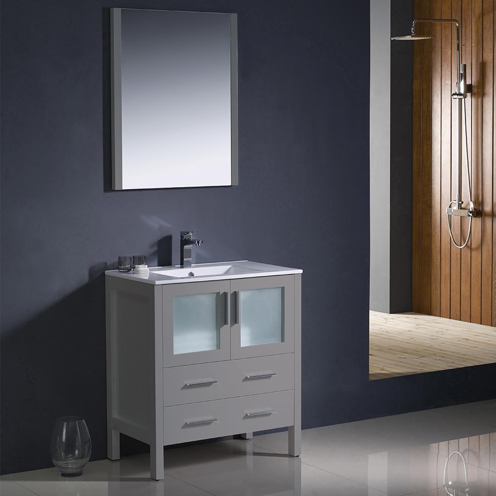 Fresca Torino 30" Gray Modern Bathroom Vanity w/ Integrated Sink Vanity Fresca 