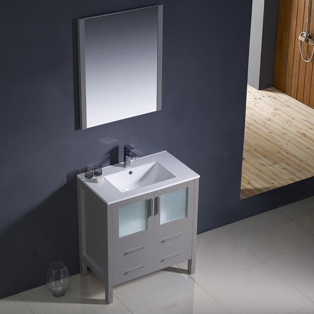 Fresca Torino 30" Gray Modern Bathroom Vanity w/ Integrated Sink Vanity Fresca 