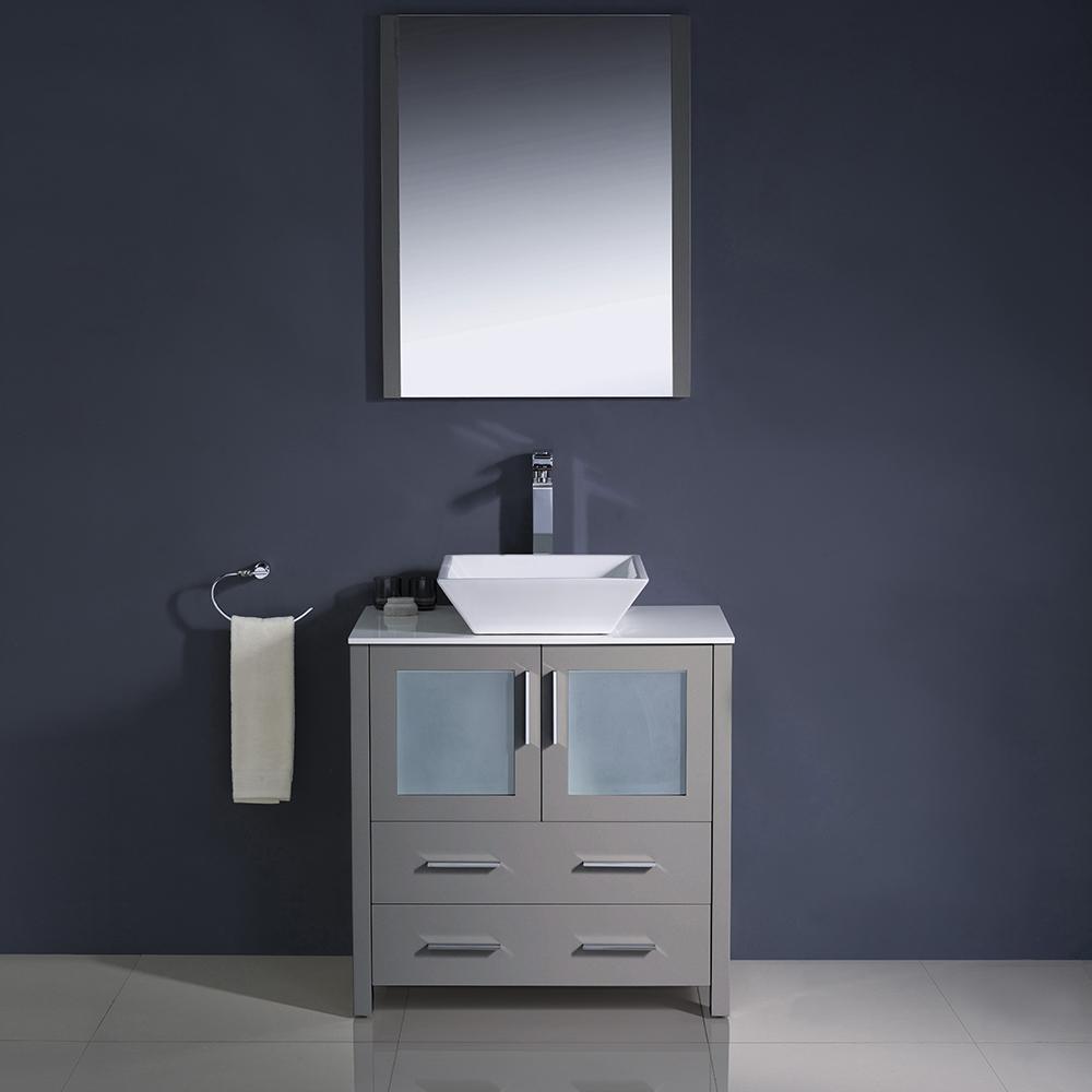 Fresca Torino 30" Gray Modern Bathroom Vanity w/ Vessel Sink Vanity Fresca 