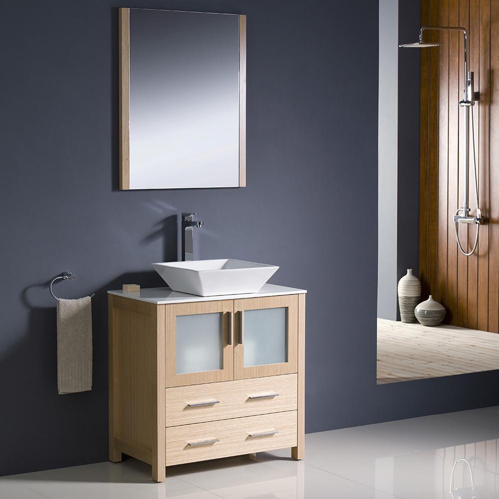 Fresca Torino 30" Light Oak Modern Bathroom Vanity w/ Vessel Sink Vanity Fresca 
