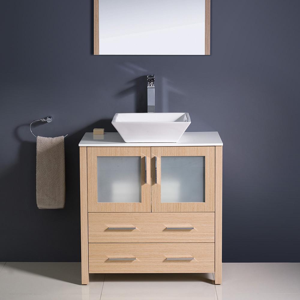 Fresca Torino 30" Light Oak Modern Bathroom Vanity w/ Vessel Sink Vanity Fresca 