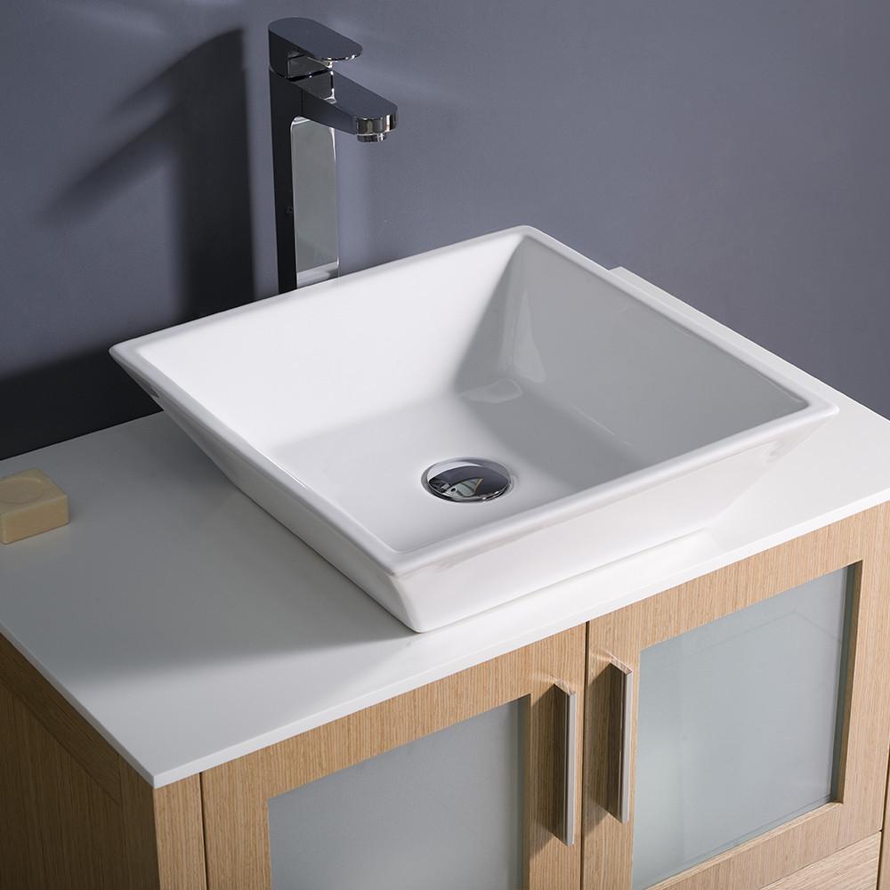 Fresca Torino 30" Light Oak Modern Bathroom Vanity w/ Vessel Sink Vanity Fresca 
