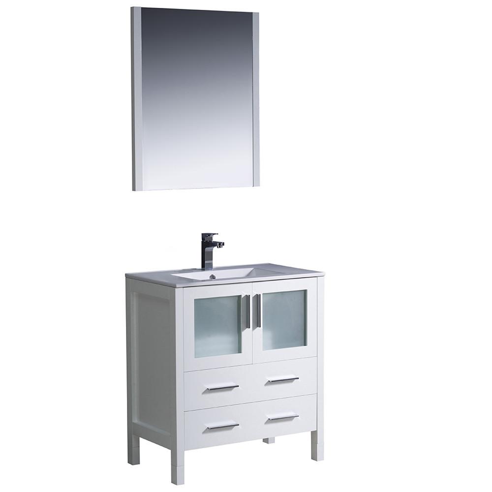 Fresca Torino 30" White Modern Bathroom Vanity w/ Integrated Sink Vanity Fresca 