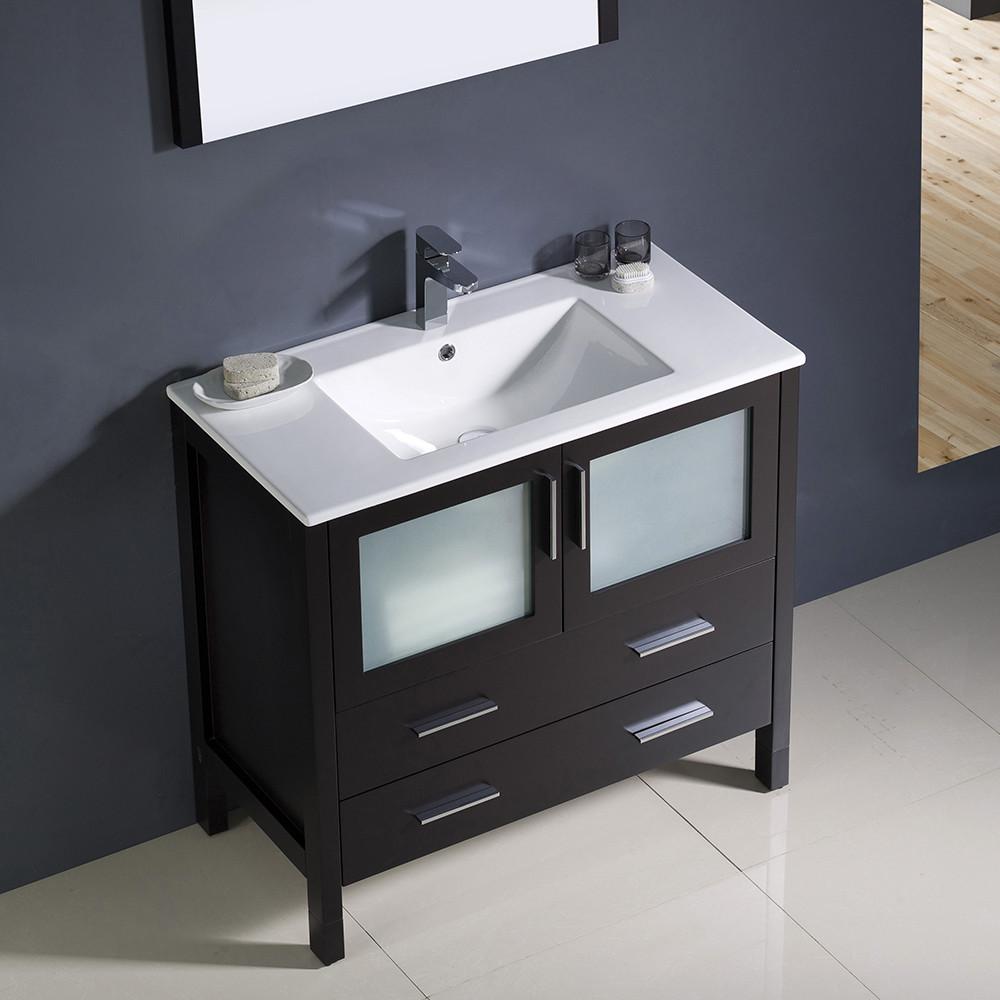 Fresca Torino 36" Espresso Modern Bathroom Vanity w/ Integrated Sink Vanity Fresca 
