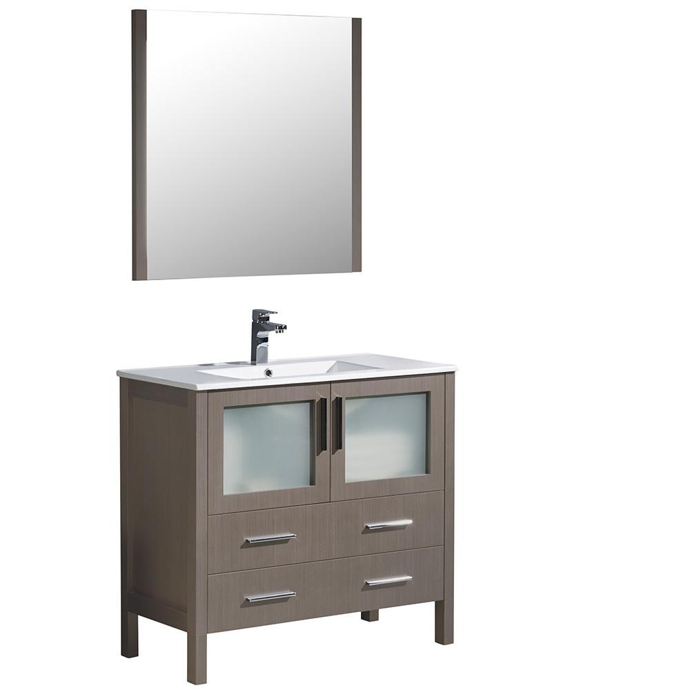 Fresca Torino 36" Gray Oak Modern Bathroom Vanity w/ Integrated Sink Vanity Fresca 