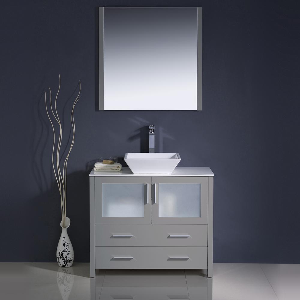 Fresca Torino 36" Gray Modern Bathroom Vanity w/ Vessel Sink Vanity Fresca 