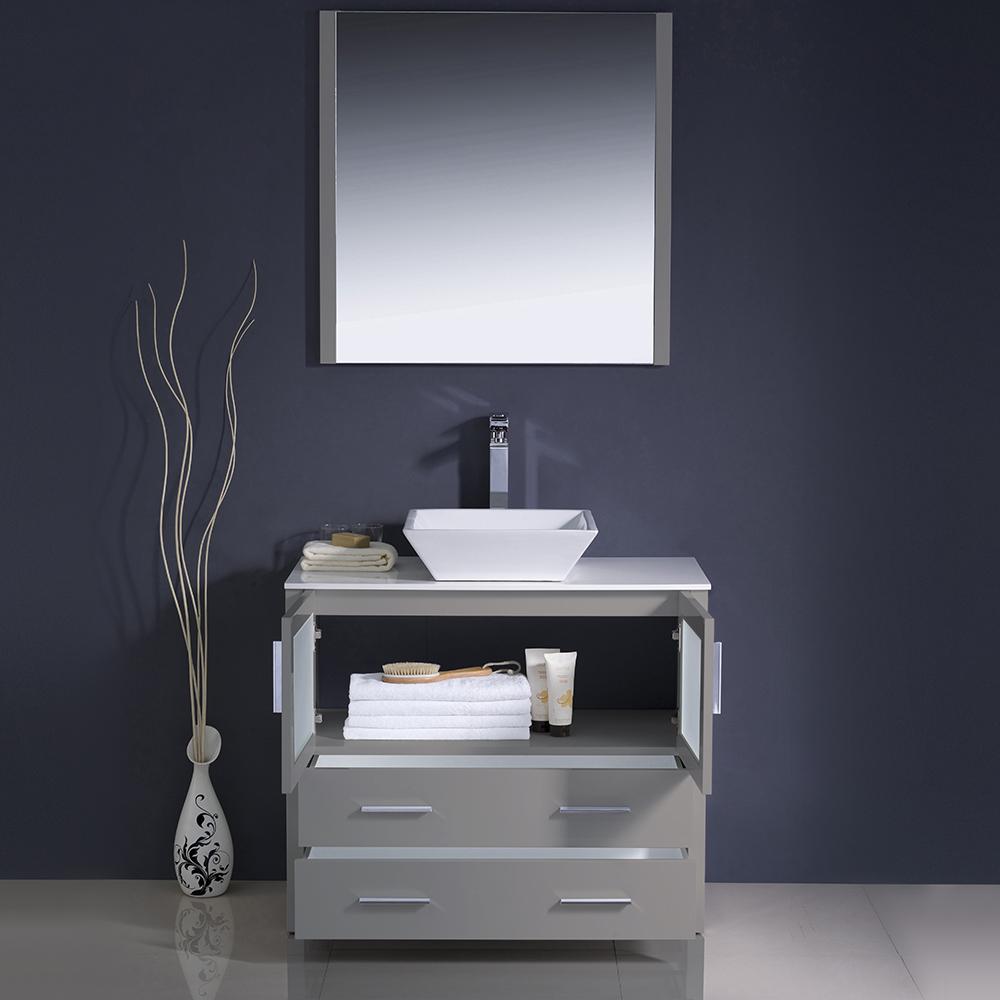 Fresca Torino 36" Gray Modern Bathroom Vanity w/ Vessel Sink Vanity Fresca 