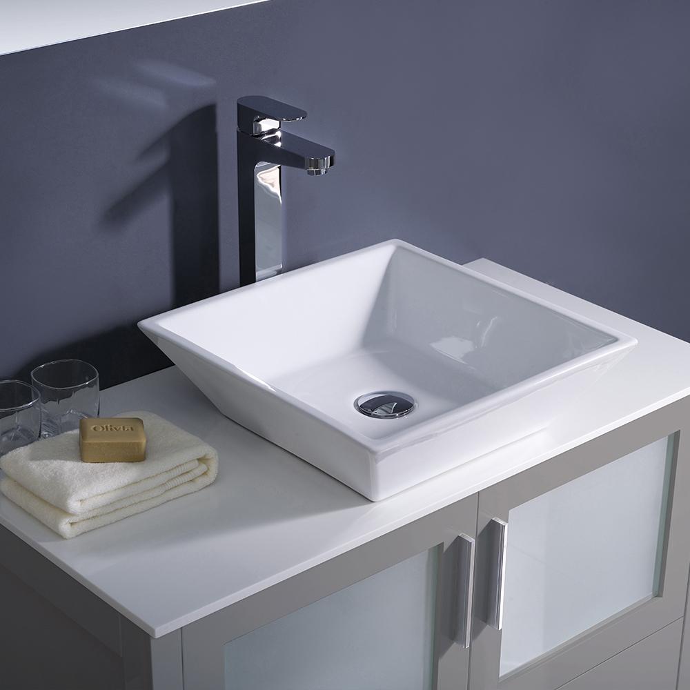 Fresca Torino 36" Gray Modern Bathroom Vanity w/ Vessel Sink Vanity Fresca 