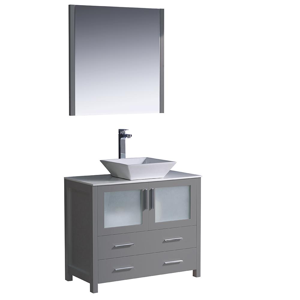 Fresca Torino 36" Gray Modern Bathroom Vanity w/ Vessel Sink Vanity Fresca 