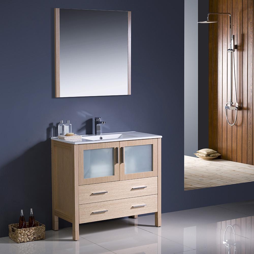 Fresca Torino 36" Light Oak Modern Bathroom Vanity w/ Integrated Sink Vanity Fresca 