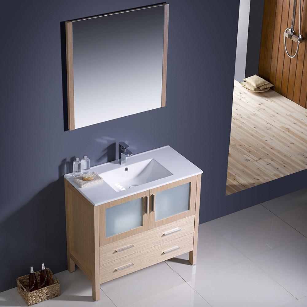 Fresca Torino 36" Light Oak Modern Bathroom Vanity w/ Integrated Sink Vanity Fresca 
