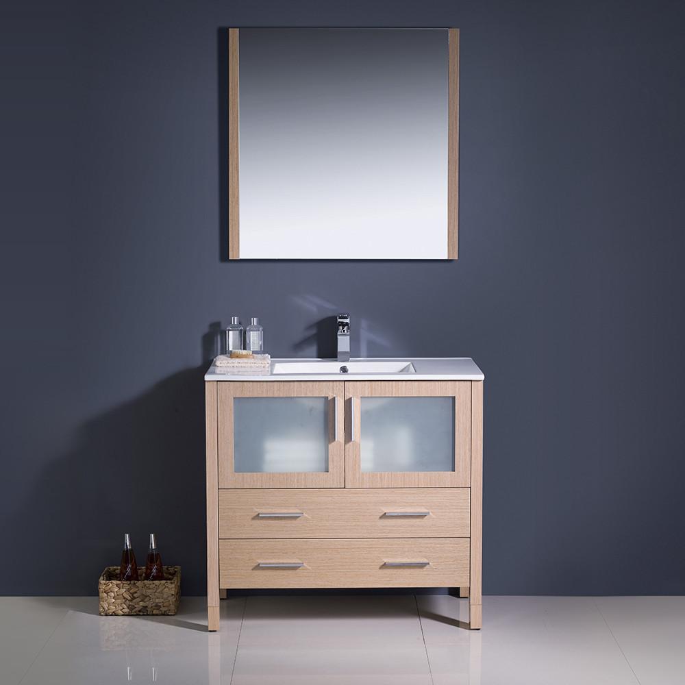 Fresca Torino 36" Light Oak Modern Bathroom Vanity w/ Integrated Sink Vanity Fresca 