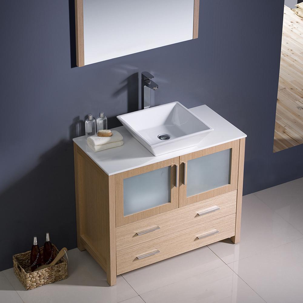 Fresca Torino 36" Light Oak Modern Bathroom Vanity w/ Vessel Sink Vanity Fresca 