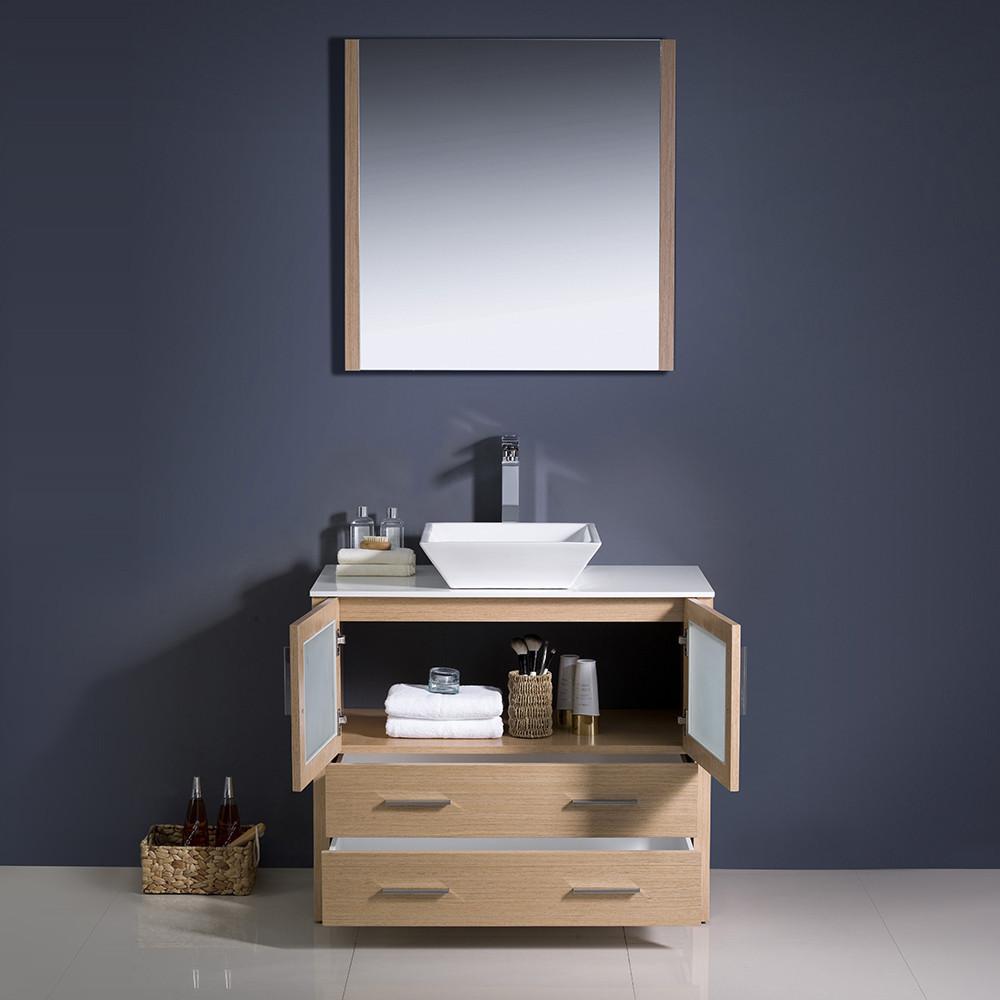 Fresca Torino 36" Light Oak Modern Bathroom Vanity w/ Vessel Sink Vanity Fresca 