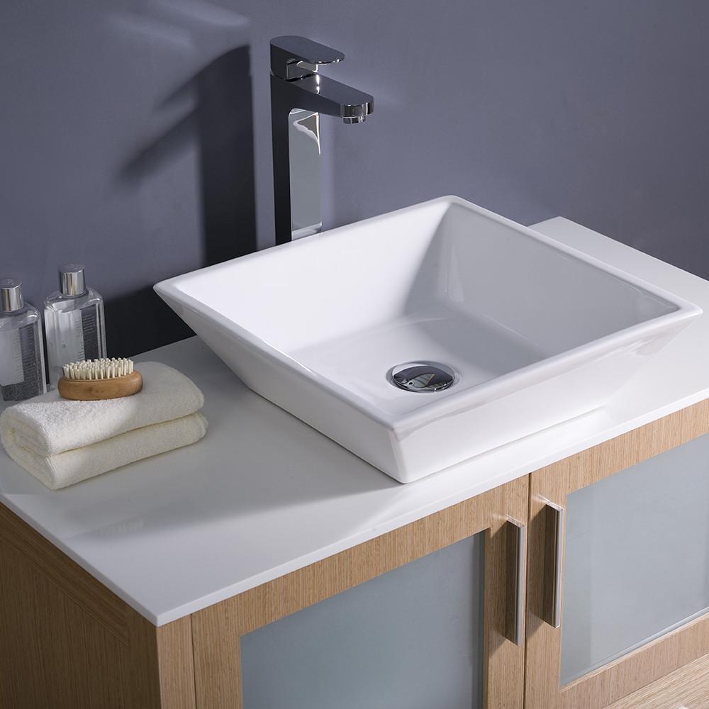 Fresca Torino 36" Light Oak Modern Bathroom Vanity w/ Vessel Sink Vanity Fresca 