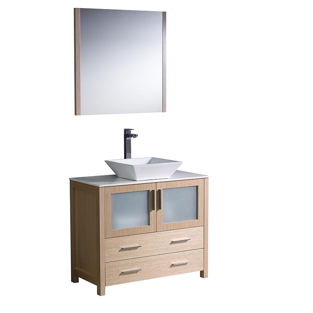 Fresca Torino 36" Light Oak Modern Bathroom Vanity w/ Vessel Sink Vanity Fresca 