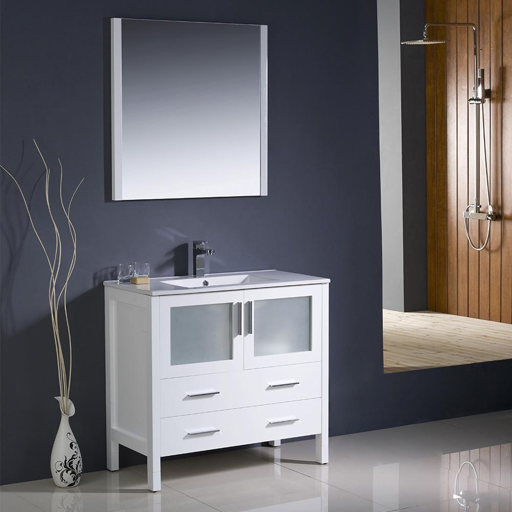 Fresca Torino 36" White Modern Bathroom Vanity w/ Integrated Sink Vanity Fresca 