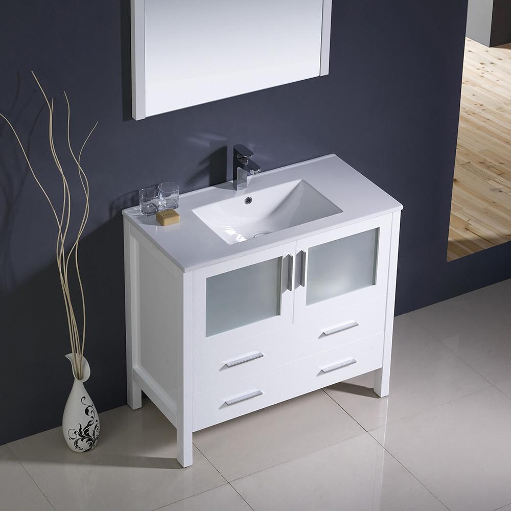 Fresca Torino 36" White Modern Bathroom Vanity w/ Integrated Sink Vanity Fresca 
