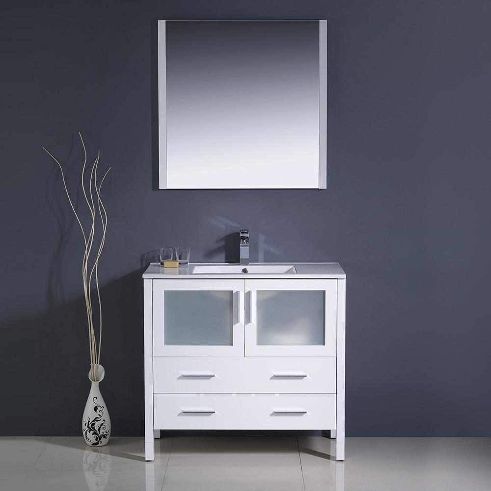 Fresca Torino 36" White Modern Bathroom Vanity w/ Integrated Sink Vanity Fresca 