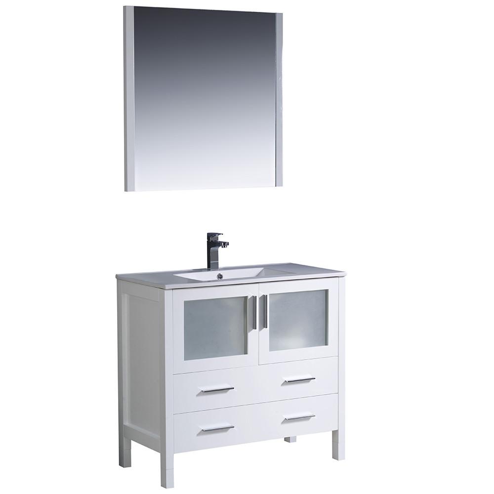 Fresca Torino 36" White Modern Bathroom Vanity w/ Integrated Sink Vanity Fresca 