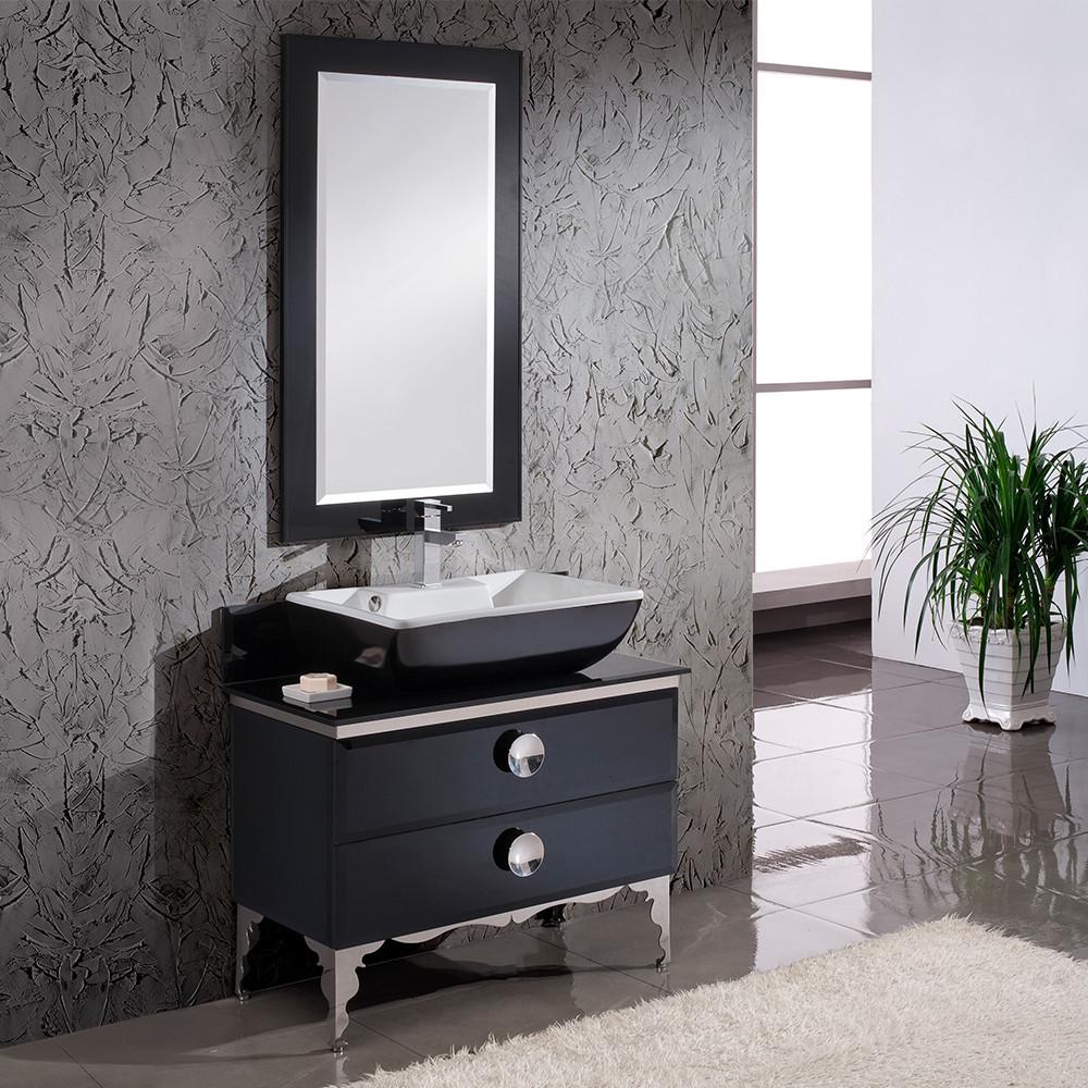 Fresca Moselle 36" Modern Glass Bathroom Vanity w/ Mirror & Free Faucet Vanity Fresca 