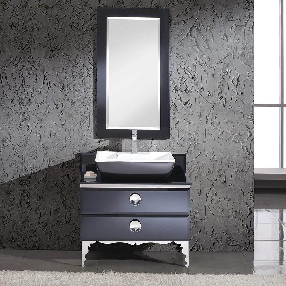 Fresca Moselle 36" Modern Glass Bathroom Vanity w/ Mirror & Free Faucet Vanity Fresca 