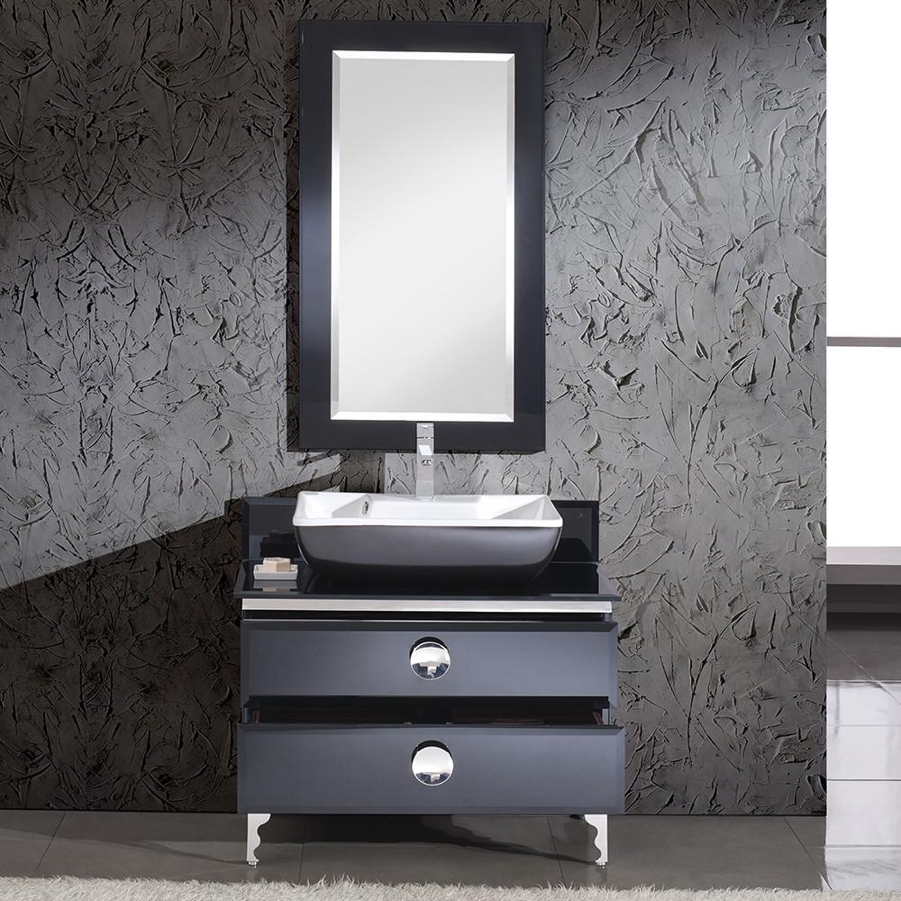 Fresca Moselle 36" Modern Glass Bathroom Vanity w/ Mirror & Free Faucet Vanity Fresca 