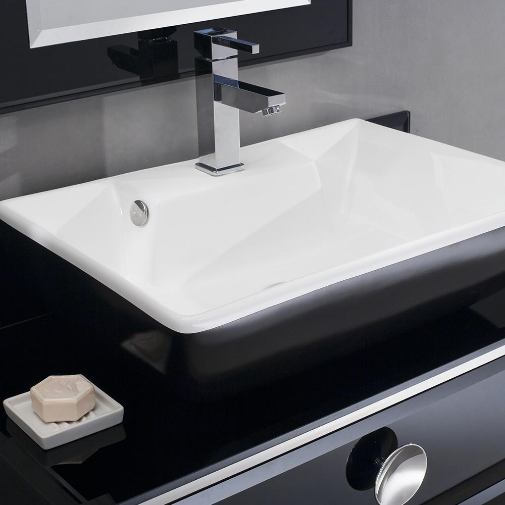 Fresca Moselle 36" Modern Glass Bathroom Vanity w/ Mirror & Free Faucet Vanity Fresca 