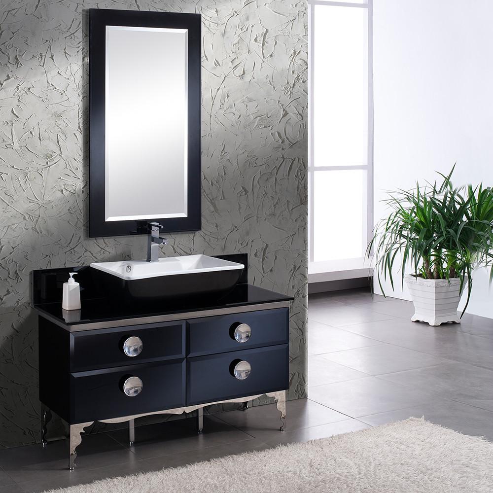 Fresca Moselle 47" Modern Glass Bathroom Vanity Set with Mirror & Free Faucet Vanity Fresca 