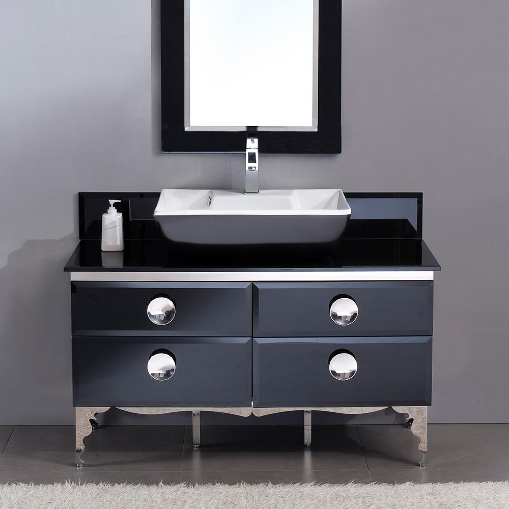 Fresca Moselle 47" Modern Glass Bathroom Vanity Set with Mirror & Free Faucet Vanity Fresca 