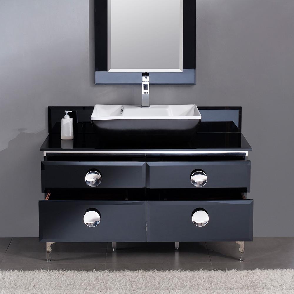 Fresca Moselle 47" Modern Glass Bathroom Vanity Set with Mirror & Free Faucet Vanity Fresca 